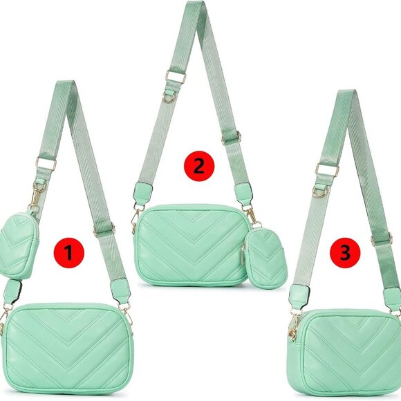 Chevron Quilted Small Crossbody Bag with Coin Purse Pouch, Women Square Camera S - Picture 2 of 5